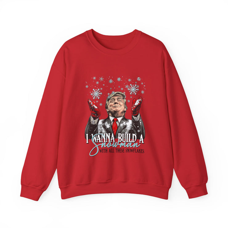 Wanna Build a Snowman with all these snowflakes. Political Parody sweatshirt | Trump Funny Sarcastic  UNISEX Christmas Sweat-Shirt for Holidays