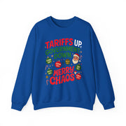 "Tariffs Up, Government Down, Merry Chaos” Unisex Sweatshirt | Political Christmas Humor