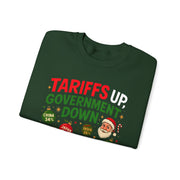 "Tariffs Up, Government Down, Merry Chaos” Unisex Sweatshirt | Political Christmas Humor