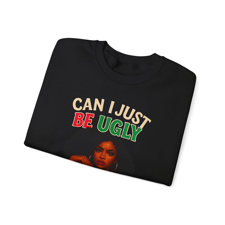 🎄 “Can I Just Be Ugly For One Day In Peace?” Christmas Humor Sweatshirt | Funny Holiday Woman Illustration 🎄