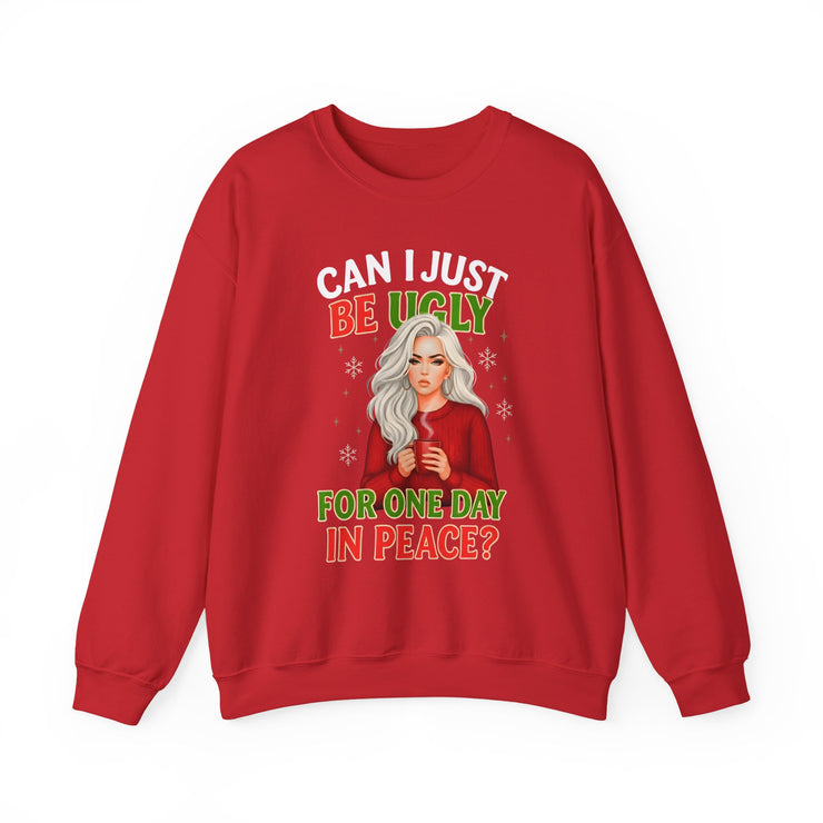 🎄 “Can I Just Be Ugly For One Day In Peace?” Christmas Sweatshirt Humor | Funny Holiday Woman Illustration 🎄
