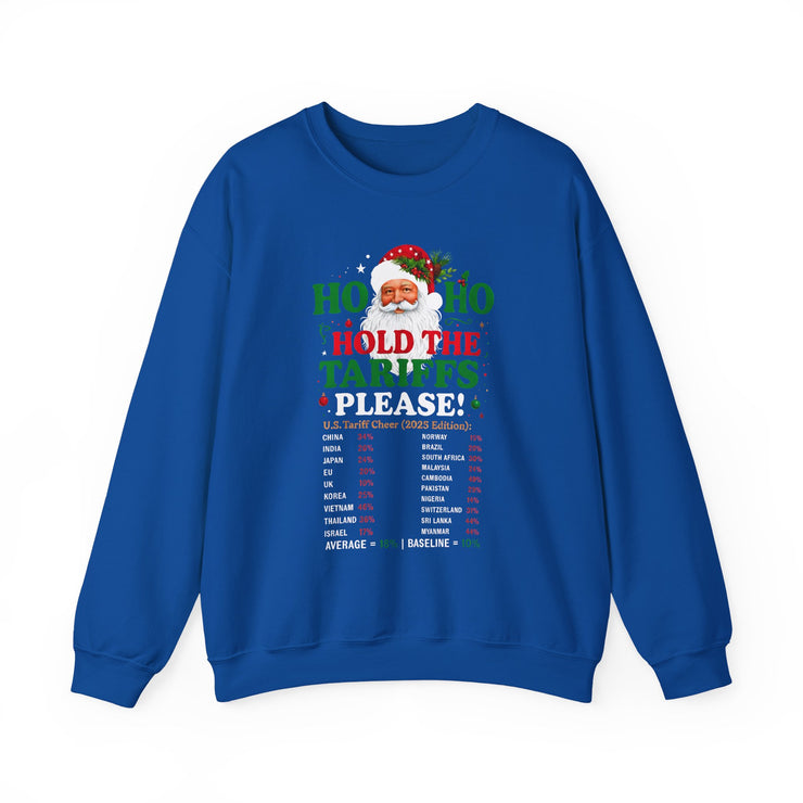 🎅 “Ho Ho, Hold The Tariffs Please" — Says Santa Sweatshirt | Political Christmas Humor 🎄