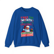 🎅 “’Twas the Month Before Christmas… Government Shut Down” Unisex Sweatshirt | Santa Holiday Political Humor 🎄