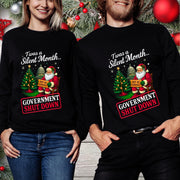 🎅 “’Twas a Silent Month… Government Shut Down” Unisex Sweatshirt | Santa Holiday Humor 🎄
